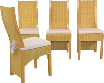 Produktbild von Rattanstuhl 4er-Set mit Sitzkissen