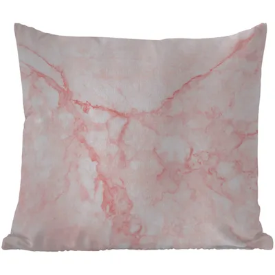 Produktbild von MuchoWow® Outdoor Kissen - Marmor - Weiß - Rosa - Chic - 40x40 cm - Wetterfest - Lounge Kissen - Kopfkissen - Interieur - Polster mit Bild
