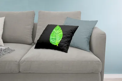 Produktbild von MuchoWow® Zierkissen Sofakissen Wohnzimmer Dekokissen 60x40 cm Grüne Blätter auf schwarzem Hintergrund - Kopfkissen - Polster mit Foto