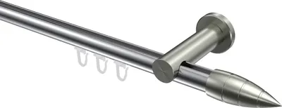 Produktbild von Interdeco Innenlaufstange / Gardinenstange mit Innenlauf Chrom / Edelstahl-Optik, Typ Platon Samanto (Rillenpatrone), 20 mm Ø 1-läufig, 440 cm