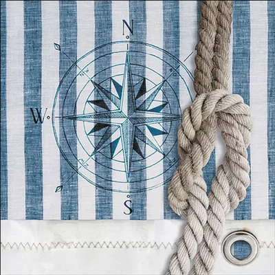 Produktbild von Servietten Papier 33x33cm 3-lagig mit maritimem Kompass Motiv 20 Stück
