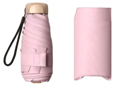 Produktbild von Ultraleichter, flacher, fünffach faltbarer Sonnenschirm mit sechs Streben, ideal für Sonne und Regen, ein praktischer Mini-Sonnenschutz zum Zusammenfalten – das perfekte Geschenk!