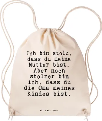 Produktbild von Mr. & Mrs. Panda gymnastiktasche Ich bin stolz, dass... - Transparent - Geschenk, Geburt, schöner Spruch, Mama, Jutebeutel, wander rucksack, festivalbeutel, Beutel, Enkel