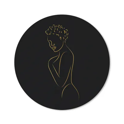 Produktbild von MuchoWow® Mauspad Mousepad Frau - Schwarz - Gold - Strichzeichnung 50x50 cm - Mousepads - Maus Mat - Pad - Mausunterlage - Vinyl