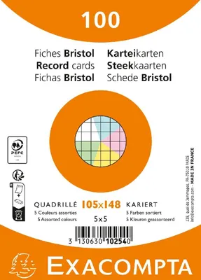Produktbild von Exacompta 10254E, Blau, Grün, Pink, Weiß, Gelb, A6, Papier, Kariertes Papier, 205 g/m², 105 mm