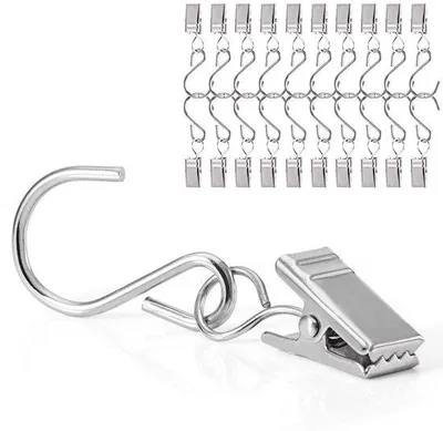 Produktbild von Duschkabinenclips mit Haken, silber, 40 Stück, stabil