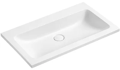 Imagen del producto de Lavabo de mármol artificial Amati, sin desbordador, color blanco mate, 60,5 x 46,5 cm