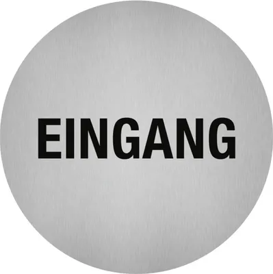Produktbild von Dreifke® Aufkleber - Piktogramm Eingang, Edelstahl, selbstklebend, Ø 50 mm