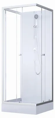 Produktbild von Komplettdusche 80×80×200 cm, Duschtasse, Gleittüren, 5 mm ESG, Armatur