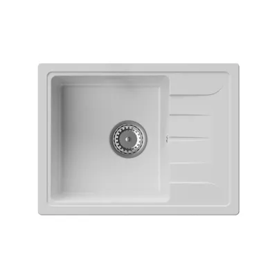 Produktbild von GRANMASTER Gracia Granitspüle 1 Becken mit Abtropffläche - Küchenspüle, Einbauspüle, Einzelbecken 58x44x16,4 cm - Weiß