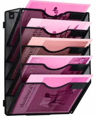 5-Fach Mesh-Wand-Organizer mit Haken, Schwarz