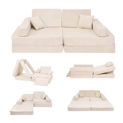 Produktbild von Bequemes modulares Kinder-Sofa im skandinavischen Stil beige