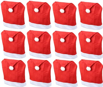 Produktbild von Novaliv 12er Set Stuhlhussen Weihnachten I Rot I Nikolausmütze I Stuhlbezug Weihnachten Deko Weihnachtsmütze Stuhlüberzieher Bezug Stuhl