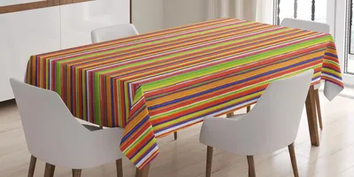 Immagine prodotto di Tovaglia a righe ABAKUHAUS, disegno a mano in stile codice a barre con illustrazione geometrica astratta dai colori dell'arcobaleno, 140 x 170 cm, multicolore