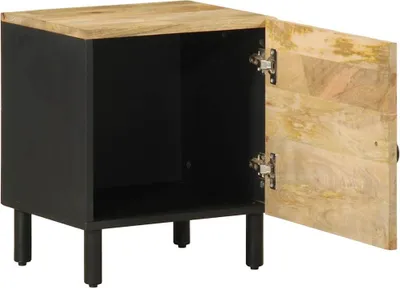 Image de vidaXL Table de nuit noire 40x33,5x46 cm Bois de manguier brut