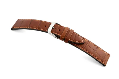 Immagine prodotto di Cinturino in pelle Happel Jackson, 22 mm, color mogano con motivo a coccodrillo