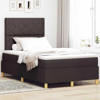 Zdjęcie produktu dla Maison Exclusive - Łóżko z materacem sprężynowym LED, ciemnobrązowe, 120 x 190 cm, obita tkaniną