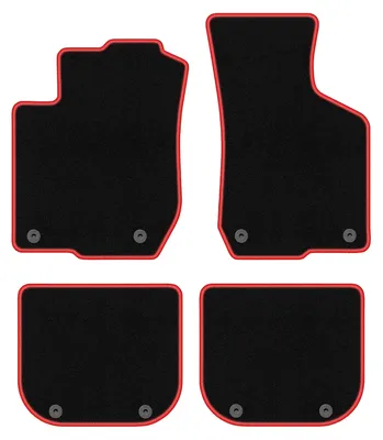 Produktbild von Fußmatten Automatten Velours Schwarz/Rot für Audi A3 8L 1996-2001 Set 4-tlg