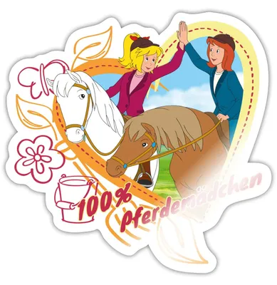Produktbild von Spreadshirt Bibi Und Tina Pferdemädchen Herz Sticker Aufkleber, 10 x 10 cm, Weiß glänzend