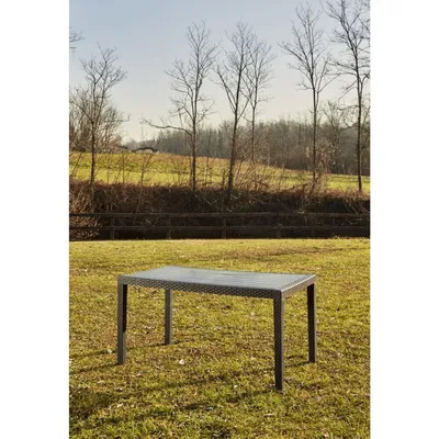 Produktbild von Gartentisch JOKER Rattan Optik Anthrazit Metalltisch Terrassentisch Outdoortisch rechteckig ca.138x78x72cm