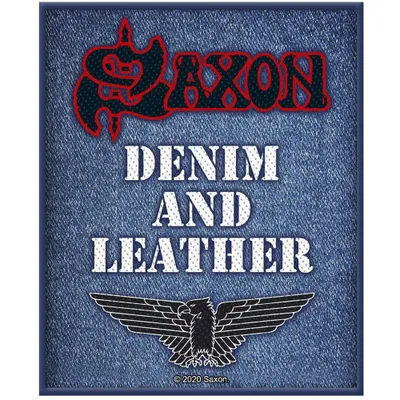 Obrázok produktu pre Saxon - Album - Záplata "Denim And Leather" - Polyester RO3057 (Jedna veľkosť) (modrá/biela/červená)