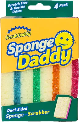 Zdjęcie produktu dla Scrub Daddy SPDDY4 SPMVP – gąbki do szorowania, dwustronne, 4 sztuki, różne wzory