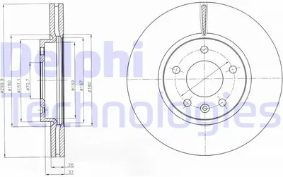 Produktbild von 2x DELPHI Bremsscheibe BG4278C für OPEL Astra J Sports Tourer (P10) ASTRA J