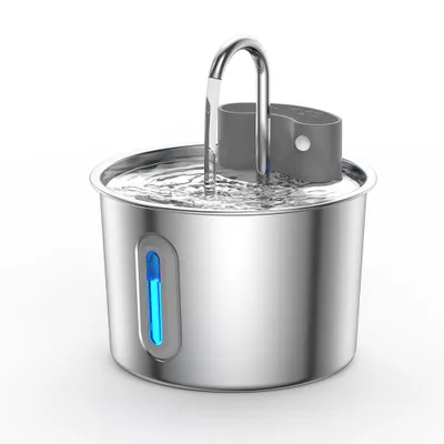 Produktbild von Katzenbrunnen Edelstahl 2,2 L – Automatischer Trinkbrunnen für Katzen & kleine Hunde mit 4000 mAh Akku, Sensor, 3 Modi, USB-C & leiser Pumpe
