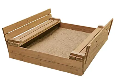 Immagine prodotto di Sabbiera in legno 160x160 - copertura pieghevole per sedile - doppio impregnato marrone