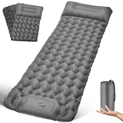 Image de Matelas gonflable pour camping, dimensions 200x68 cm, avec coussin