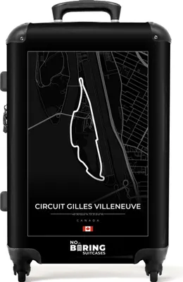 Produktbild von NoBoringSuitcases.com® Großer Koffer - Rennstrecke - Circuit Gilles Villeneuve - F1 - Kanada - Schwarz und weiß - Kombinationsschloss TSA - Hartschalen Trolley 4 Rollen - 72 liter - Reisekoffer - 66 cmKoffer Mittelgroß 67x43x25 cm, 72L,