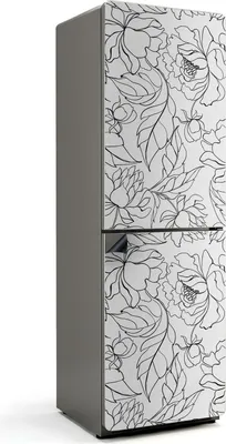 Produktbild von Blumenlinienmuster – Magnetische Kühlschrank Abdeckung – Dekorfolie magnetisch Küche – Kühlschrank Magnet Deko – selbstklebende Magnettafel – Magnetfolie für Kühlschranktür – 60x190 cm
