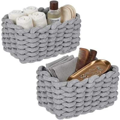 Aufbewahrungskorb geflochten 2er-Set 19x15x12 cm grau