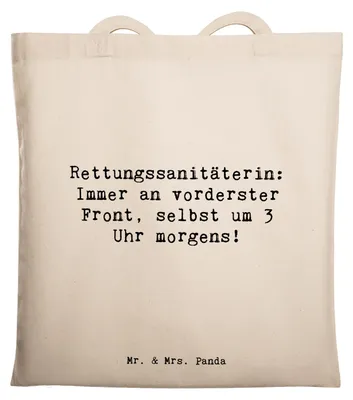 Produktbild von Mr. & Mrs. Panda Shopping Tasche Spruch Rettungssanitäterin Mut - Transparent - Geschenk, personalisierte Geschenke, Notfall, Beutel, Tote Bag, Berufsgestaltung, Beruf