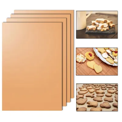 Immagine prodotto di Tappetino da forno 33 x 40 cm riutilizzabile e resistente al calore, sostitutivo della carta da forno con rivestimento antiaderente (confezione da 4)