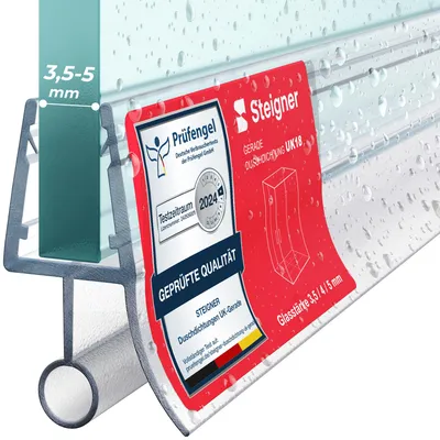 Immagine prodotto di STEIGNER Guarnizione doccia UK18 100 cm (1 pz.) trasparente - Guarnizione box doccia verticale per docce angolari o pentagonali con porta 3,5-5 mm - Protezione contro le perdite, Materiale resistente