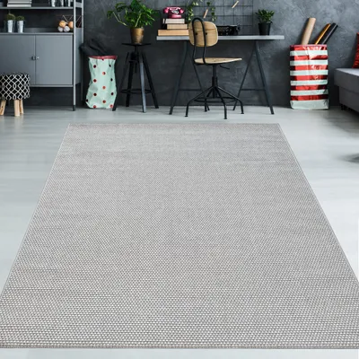 Zdjęcie produktu dla Dywan do salonu o niskim runie, łatwy w pielęgnacji i nowoczesnym wzornictwie w kolorze szarym, rozmiar - 160 x 220 cm