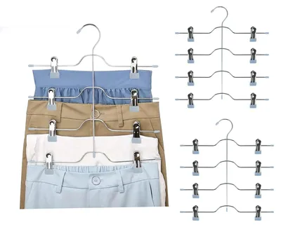 Obrázok produktu pre Solidchoice – Súprava 3 kovových vešiakov na nohavice s protišmykovými klipmi