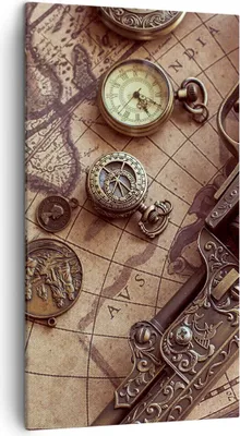 Produktbild von Bild auf Leinwand - Leinwandbild - Einteilig - Kartographie Vintage Kompass - 45x80cm - Wand Bild - Wanddeko - Wandbilder - Leinwanddruck - Bilder - Wanddekoration - Leinwand bilder - PA45x80-4582