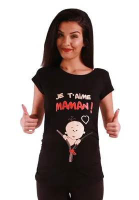 Produktbild von Umstandsshirt Kurzarm Je taime maman mit Motiv Schwangerschaft M.M.C.