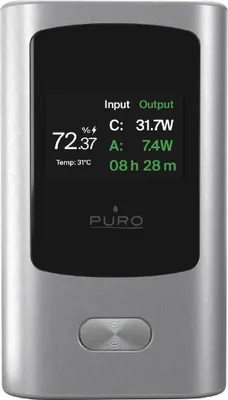 Obrázok produktu pre Puro Prenosná batéria Powerbank 10000mAh, 1xUSB-A + 1x USB-C, 45W, s displejom, Grigio Scuro