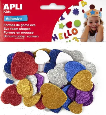 Produktbild von Apli Kids - Kinder selbstklebende Glitzerherzen, Blister mit 50 Stück