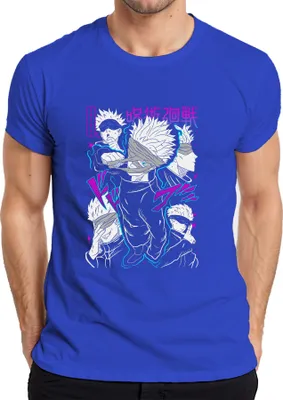 Obrázek produktu pro Satoru Gojo Jujutsu Kaisen Anime Manga – tričko s motivem pásky přes oči, skvělý dárek pro muže, modré, 3XL