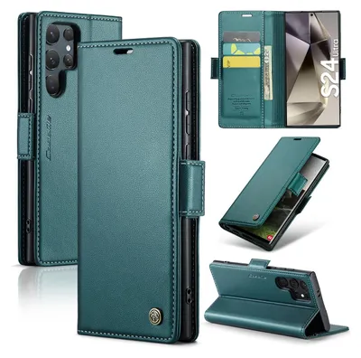 Produktbild von Galaxy S24 Ultra 5G Hülle, Leder Brieftasche Kartenfach Schutzhülle mit Standfunktion für Samsung Galaxy S24 Ultra 5G Grün