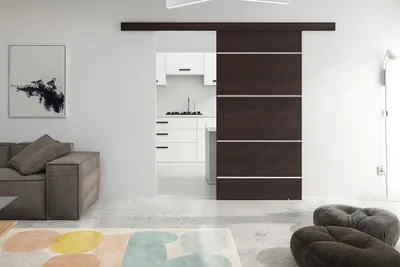 Zdjęcie produktu dla Drzwi przesuwne naścienne EKO-5 | Wenge | Z samodomykaczem | 106×205 cm