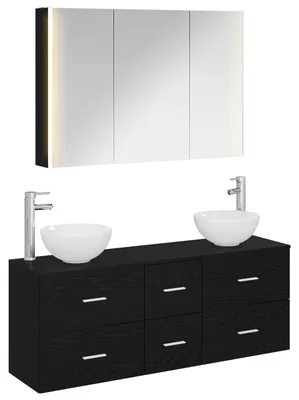 Productafbeelding van vidaXL Badkamerkastset, 4 stuks, zwart eikenhout