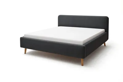 Produktbild von Meise Möbel Mattis Polsterbett 180x200cm Holzfuß Kopfteil Glatt Anthrazit