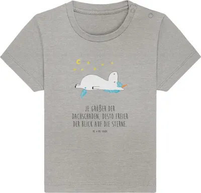 Produktbild von Mr. & Mrs. Panda T-Shirt Einhorn Sternenhimmel 0. - 6. Monat - Heather Grey - Geschenk, Kleinkind, Einhörner, Unicorn, Kinder, Sterne, Babyshirt, Baby Kurzarmshirt