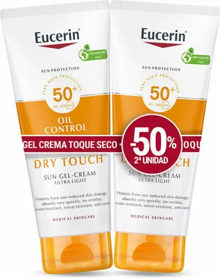 Immagine prodotto di Gel di protezione solare Eucerin Sensitive Protect 50 ml x 2 Crema secca Spf 50