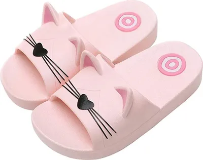 Produktbild von Kinder Mädchen Jungen Sommer Hausschuhe mit Katze Damen Herren Weiche rutschfest Pantoletten, Gr.27-28